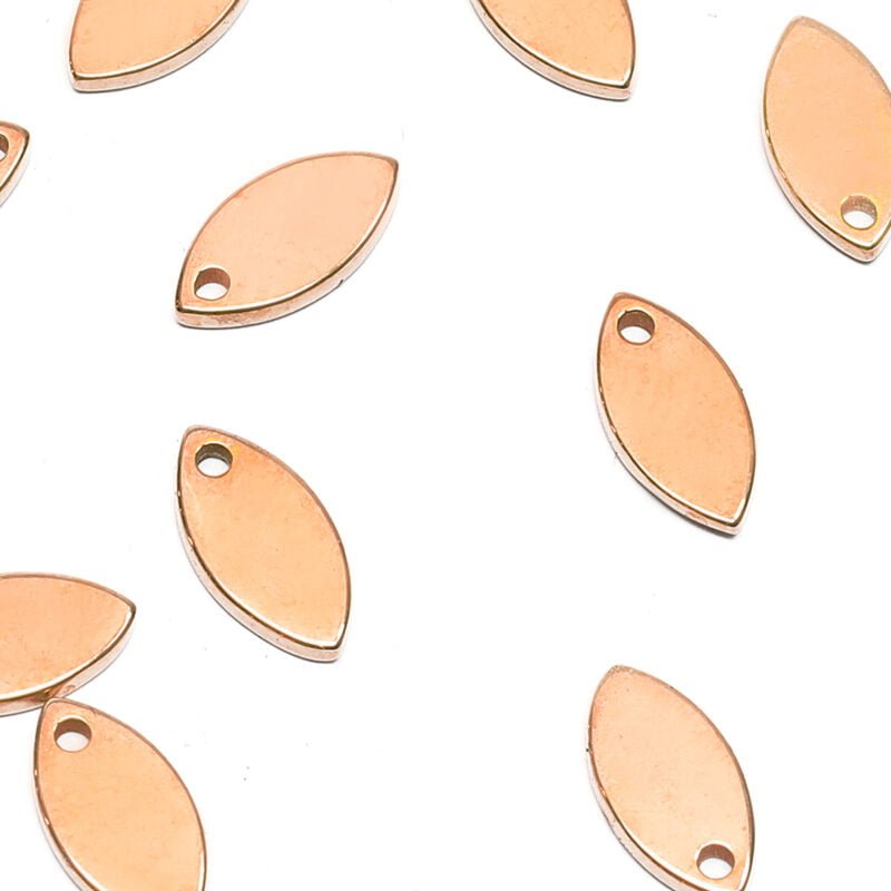 מטבע/תליון מרקיזה - 6x12mm - ציפוי זהב ורוד