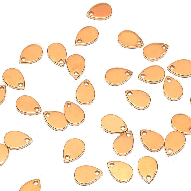 מטבע/תליון טיפה - 7x10mm - ציפוי זהב ורוד