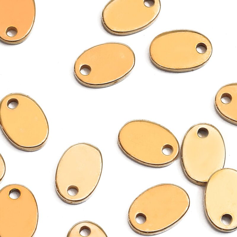 מטבע/תליון אובל - 7x10mm - ציפוי זהב ורוד
