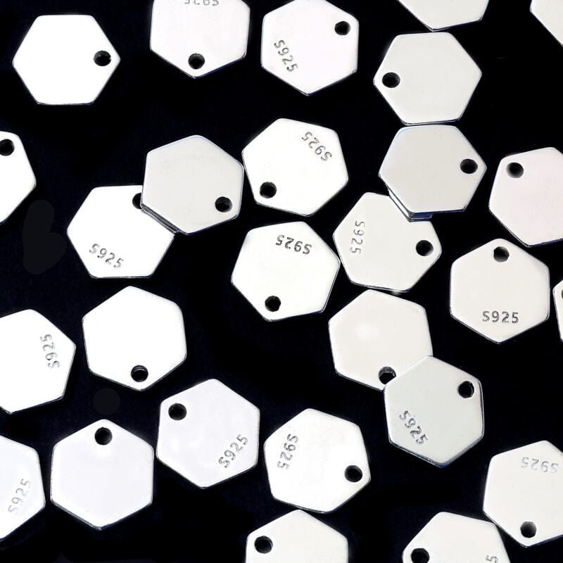 מטבע/תליון משושה - 10mm - כסף 925